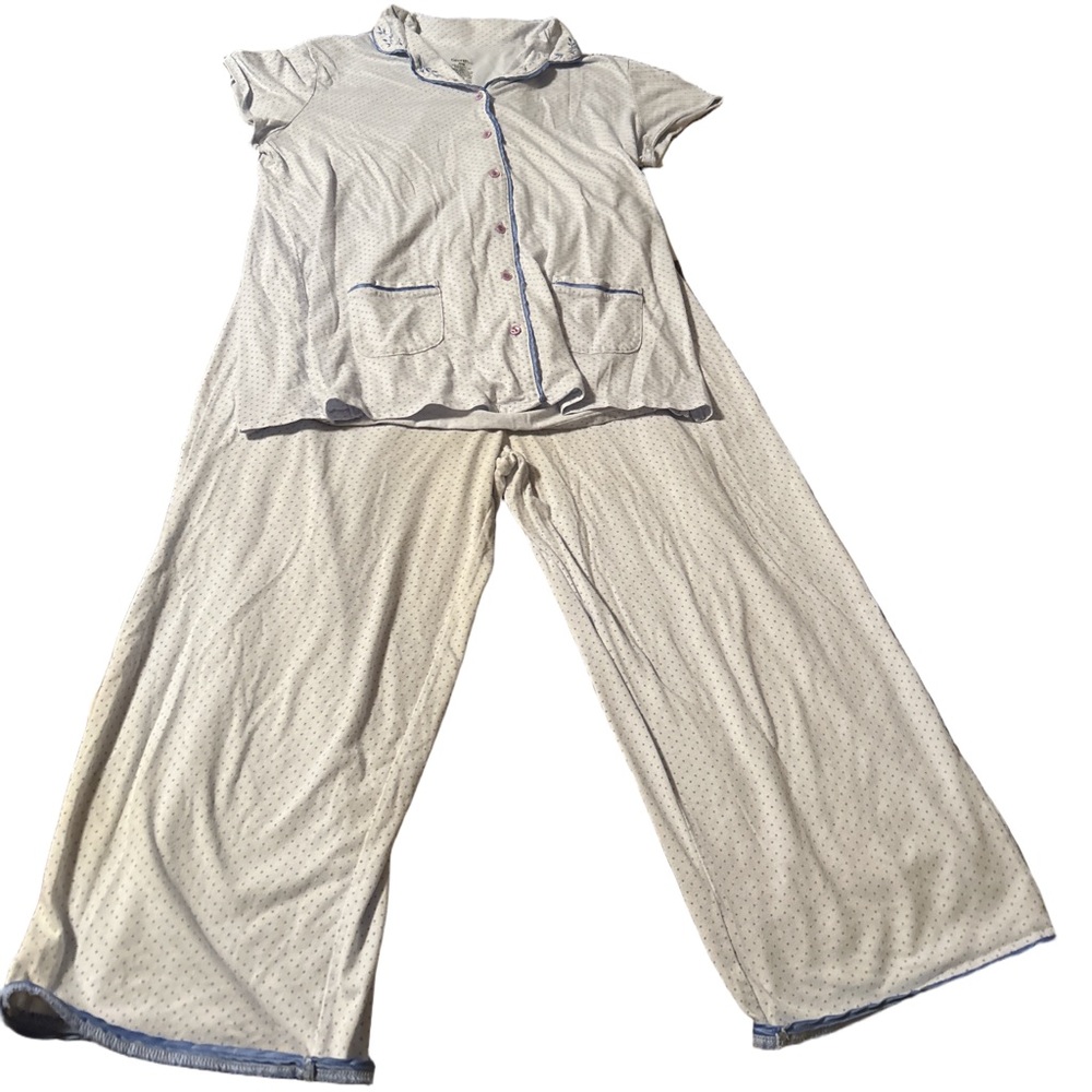 Women's 2 Piece George Blue Polka Dog Pyjama Set Size Medium
